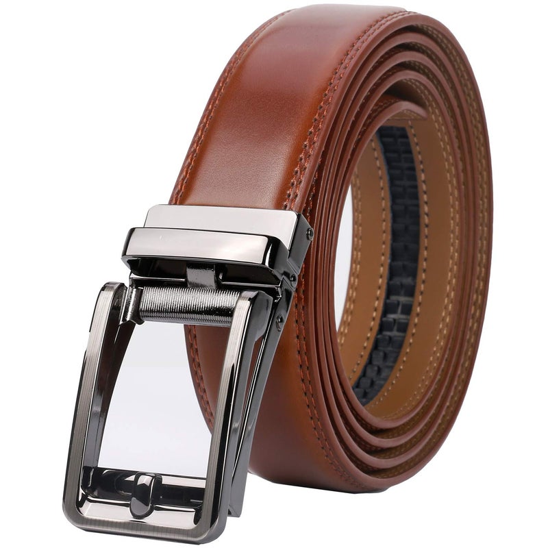 Lavemi Men's Real Leather Ratchet Dress Casual Belt, Cut to Exact Fit,Elegant Gift Box(36-32315 Brown 44") - Image 1
